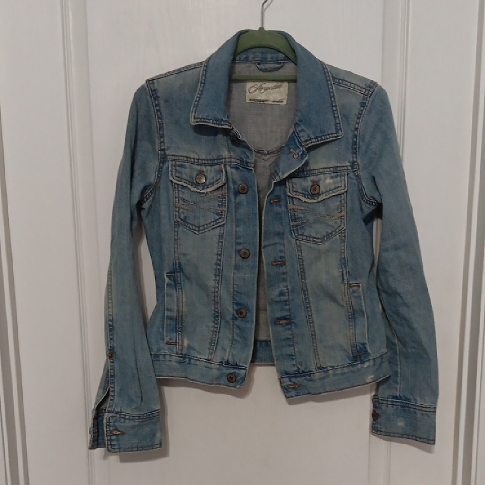 Aeropostale Blue Jean Jacket Cropped Waist-Length